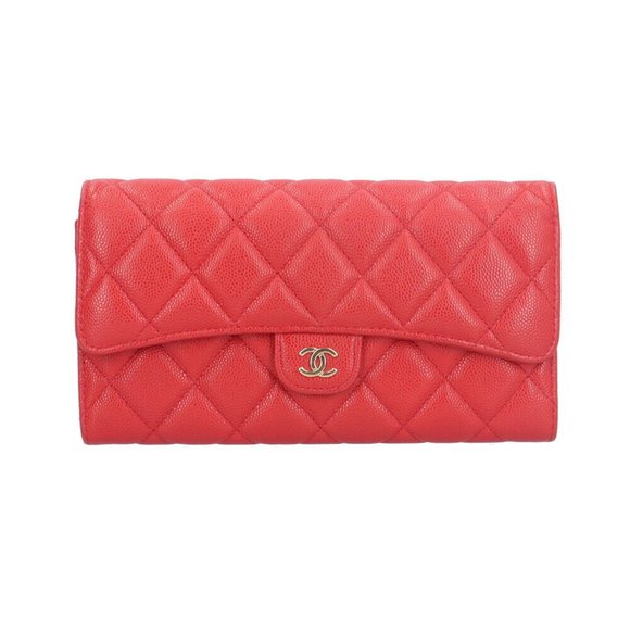 CHANEL Authentic Red Caviar Leather Wallet - Picture 1 of 8